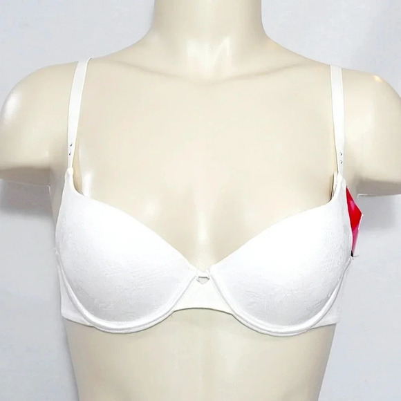 34A Lily of France 2175780 Your Perfect Lace Push Up Underwire Bra White NWT - Picture 1 of 4